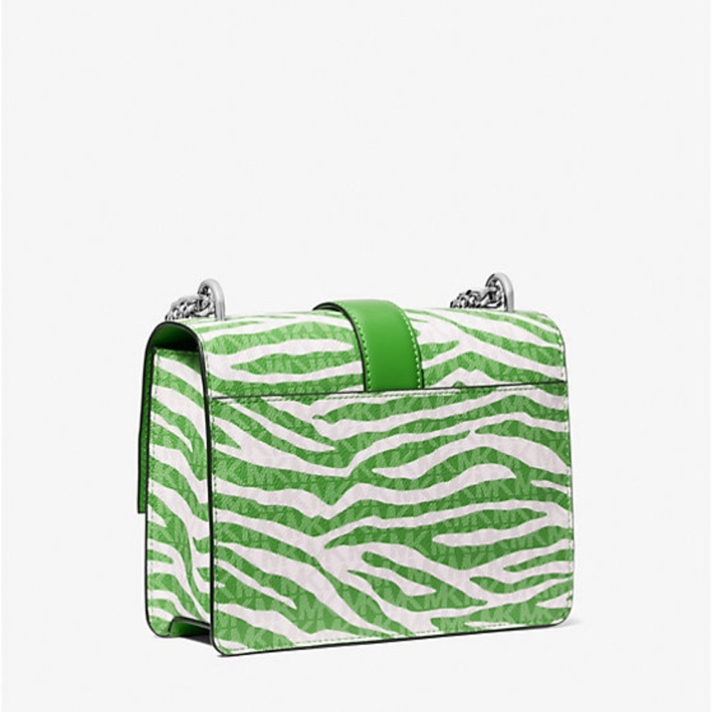 Michael Kors Greenwich Small Green Zebra Animal Print Crossbody Bag & Wallet Set - Picture 8 of 16